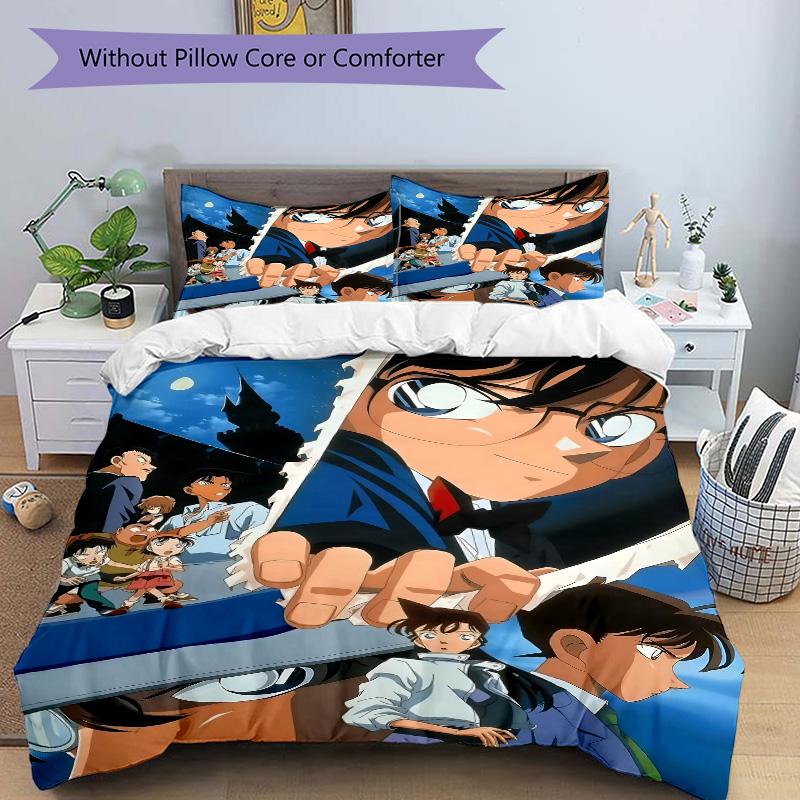 Detective Conan Mystery Print 3Pcs Bedding Setduvet Cover With 2 Bedropillowcase Home Birthday Gift