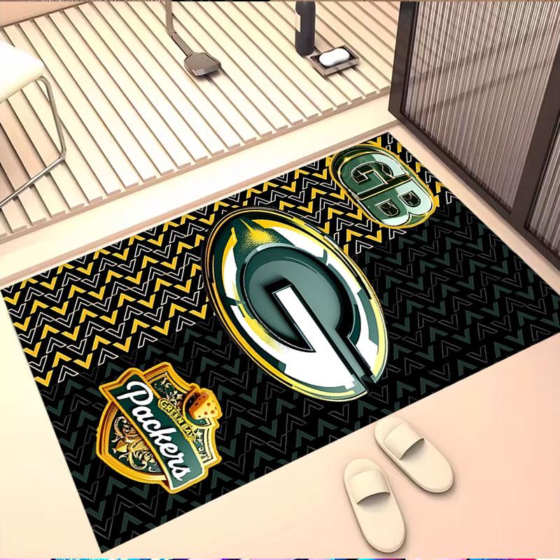 Green Bay Packers Print Rug, Washable Floor Carpet, For Entryway Dorm Laundry Room Office Study, Home Decor Birthday Christmas Gift