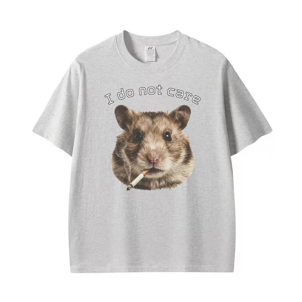 Funny Smoking Hamster Animals Absurdist Meme I Do Not Caret Shirts Unisex Unisex Summer 100 Cotton Oversized Tshirts Streetwear