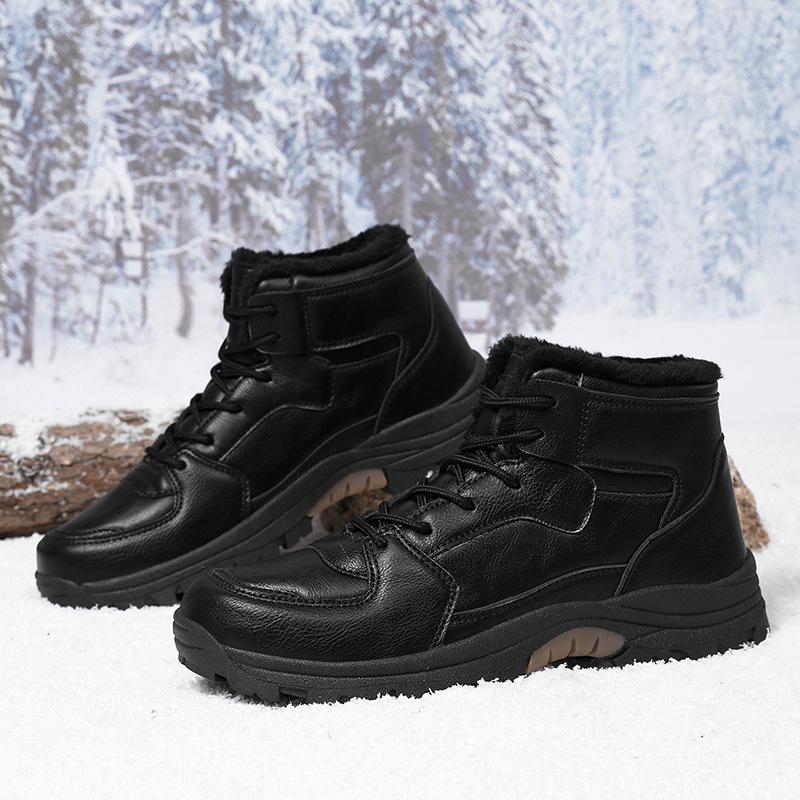 Large size waterproof Northeast high-top short boots cotton shoes snow boots men's piled thickened non-slip outdoor warm shoes