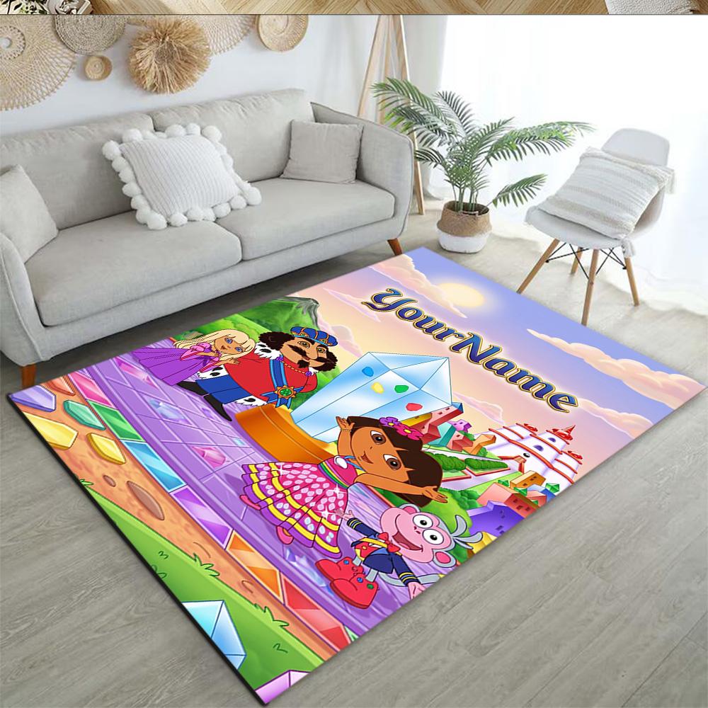Dora Explorer Customizable Name Area Rug Design for Playrooms Balcony Bedrooms Hallway Antislip Carpet Office home decor Best for Christmas