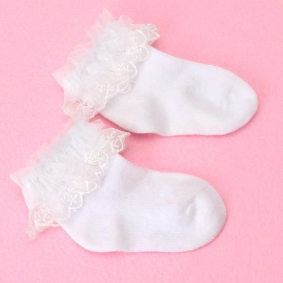 Newborn Baby Girl Solid Color Breathable Cotton Elastic Princess Lace Socks