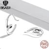 Bisaer 925 Sterling Silver Simple Heart Stud Earrings for Fashion Women Wedding Party Anniversary Jewelry