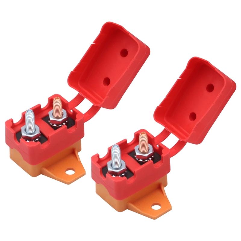 2Pieces 40A Resetable Circuit Breakers 6-28V Circuit Breaker with Cover Studs Bolt Waterproof Design