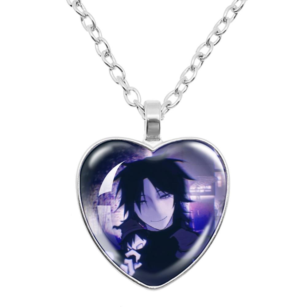 Game Forsaken Azure Anime Azure x Two Time Fanart Funny MeMe Glass Heart Shape Pendant Necklace Jewelry Charm Collect Gift