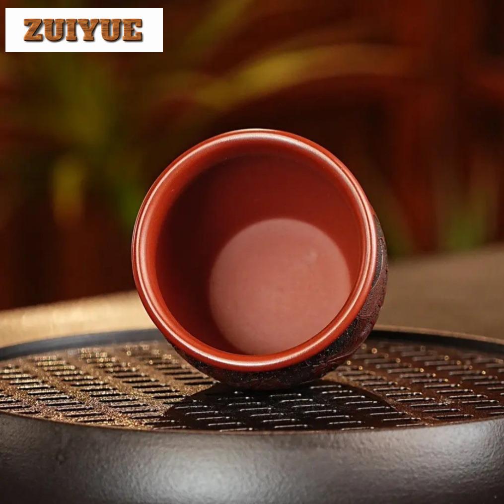 180ml Yixing Purple Clay Relief Eight Horses Zodiacs Teacup Vintage Tea Bowl Mug Tea-tasting Personal Cup Jianzhan Master Cups