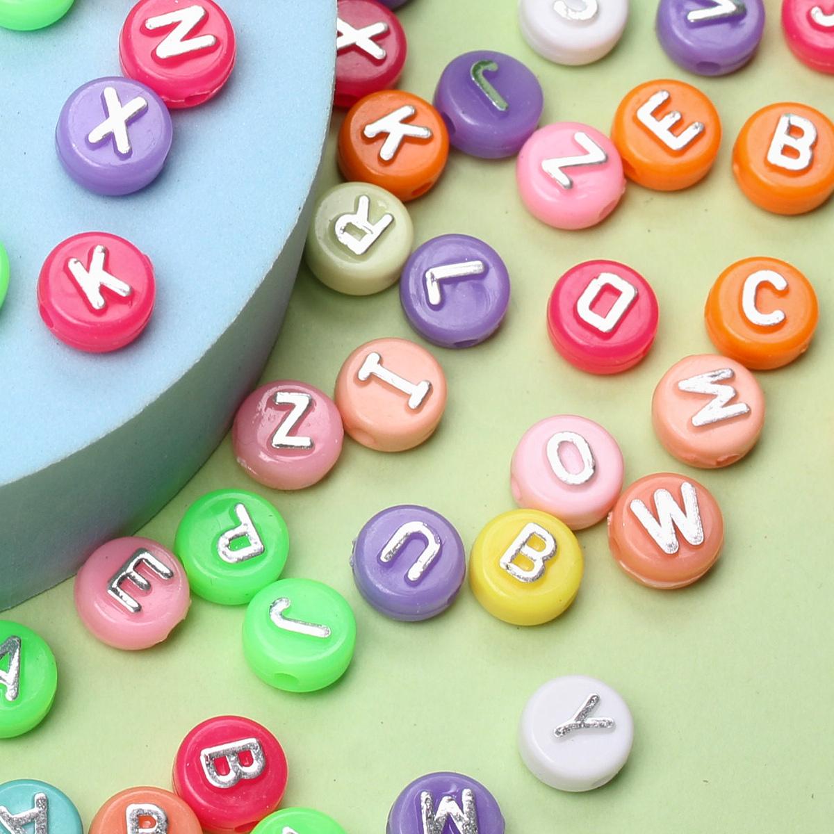 

10mm 20PCS Mixed color hot gold Letter Loose Spacer Flat Beads for Jewelry Making DIY Necklace Bracelet Handmade Material Making Jewelry Accessories