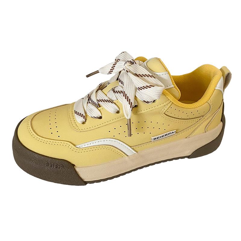 

BE-6767 latex insole/thick baseplate shoes women s shoes 2024 new casual shoes Hong Kong style retro popular white shoes 40 жёлтый