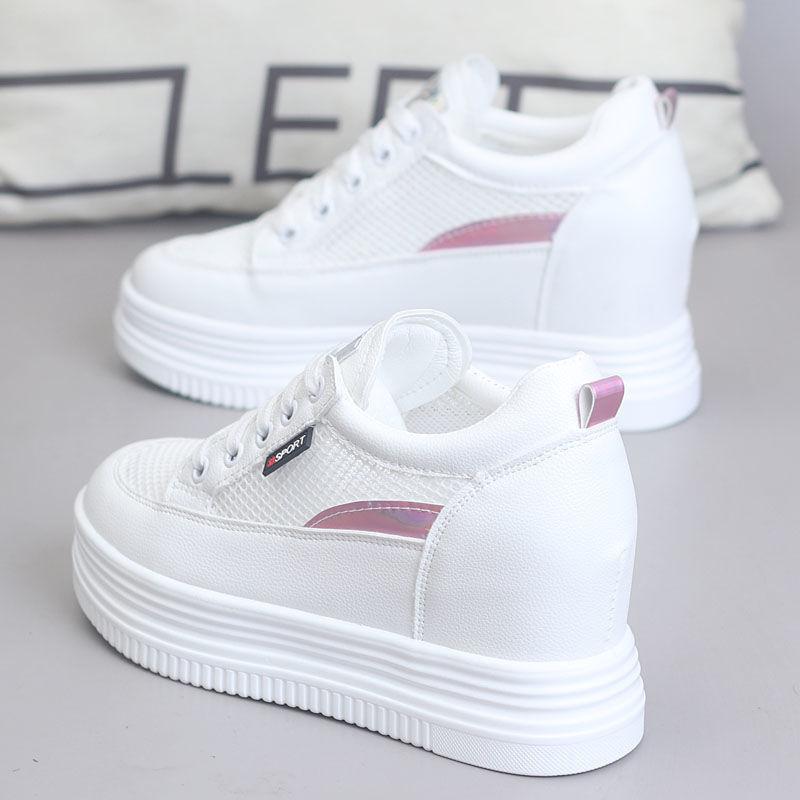 

Женские сетчатые дышащие белые туфли, универсальная толстая подошва с приподнятой губчатой подошвой, женские универсальные сетчатые туфли 37 розовый