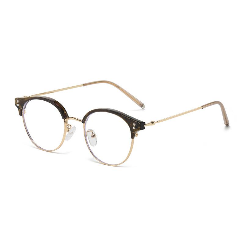 9381 Metal Frame Anti-Blue Glasses Eyebrow Frame Round Frame Glasses Literary Xiaoqing Can Be Matched With Myopia