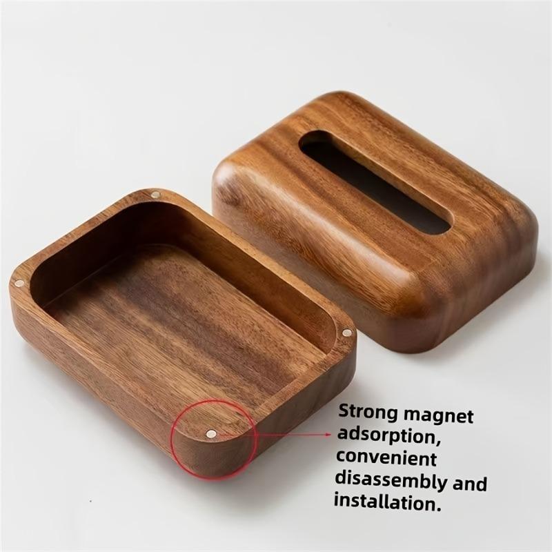 1pcs Vintage Solid Wood Tissue Box with Lid Handcrafted Wooden Tissue Holder Home Desk Decoration Storage Organizer