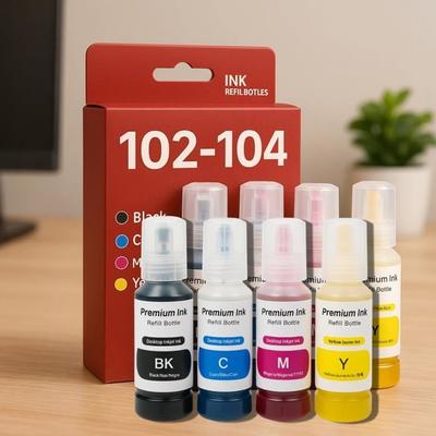 Pack of 8 Compatible Cartridges - SHOP-STORY - EPSON 102-104 - Multi-colors - 4x70ml - EcoTank