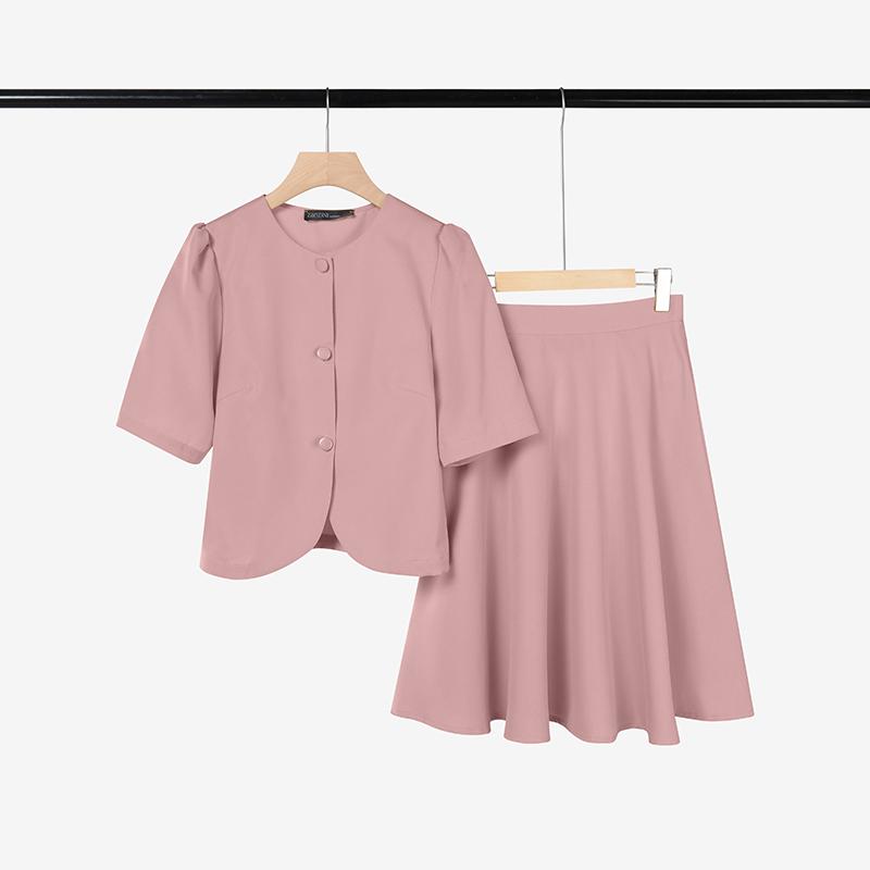 ZANZEA Women Short Sleeve Blouse and Skirts Summer Casual Two Piece Suit Sets