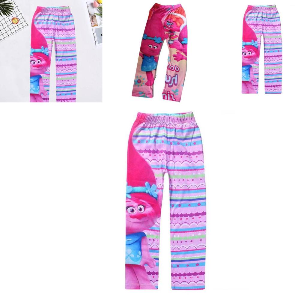 Trolls Girls Cartoon Print Long Pants With Polyester Fabric For Daily Playwear