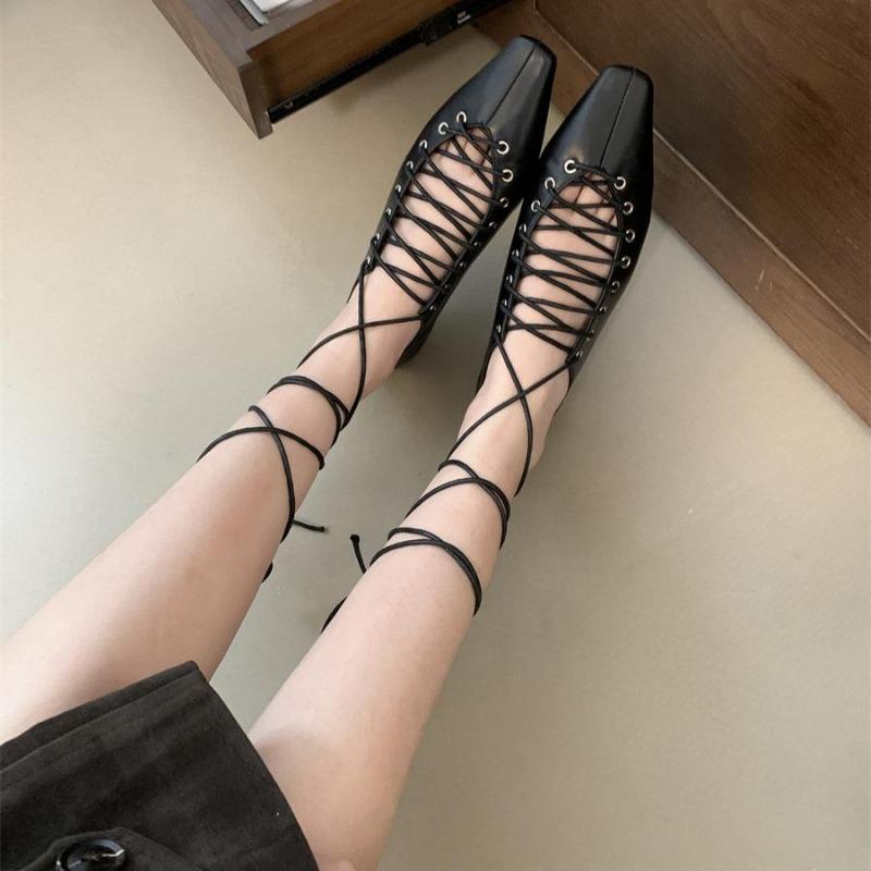 Fashion Fashion Cross-tied Footwear Ladies Mary Janes Flats Shoes Soft Female Shallow Women Dance Shoes Comfortable Ballet Flats Zapatos