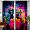 Gamepad Blackout Curta For Boys Girl Bedroom Decor,Game Gamer Colorful Tie Dye Controller Thermal Insulated Rod Pocket Drapes