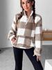 Felpa da donna in peluche con mezza zip a quadri Autunno/Inverno 2025