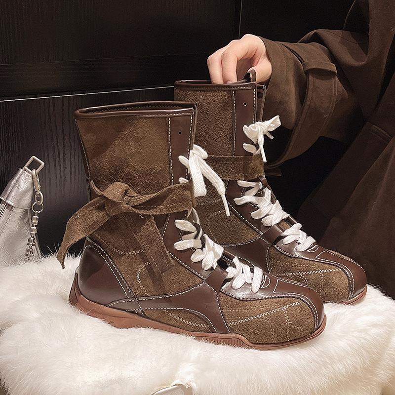 Strap-on Martin Boots Women's 2025 Autumn and Winter New Retro British Style Pair Boots Western Cowboy Boots Versatile Boots