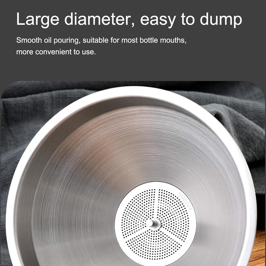 Stainless Steel Funnel, With Detachable Filter, Used For Cooking Oil And Conveying Liquid And Powder, Metal Kitchen Funnel
