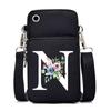 New Letter-printed Black Oblique Span Bag, Mobile Phone Bag, Light To Carry, Vertical Length and Width Change Bag