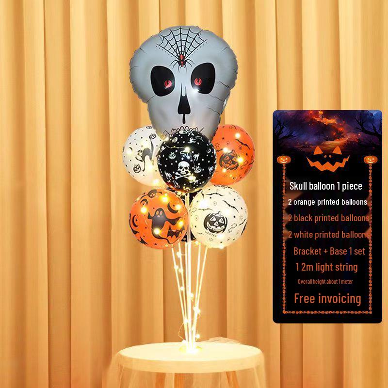 Halloween Pumpkin Skeleton Balloon Columns for Party and Event Decoration