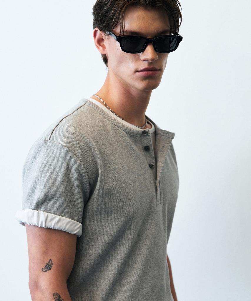 Beulleieo Intense Heavy Rib Henley Neck T-Shirt [M.Grey]