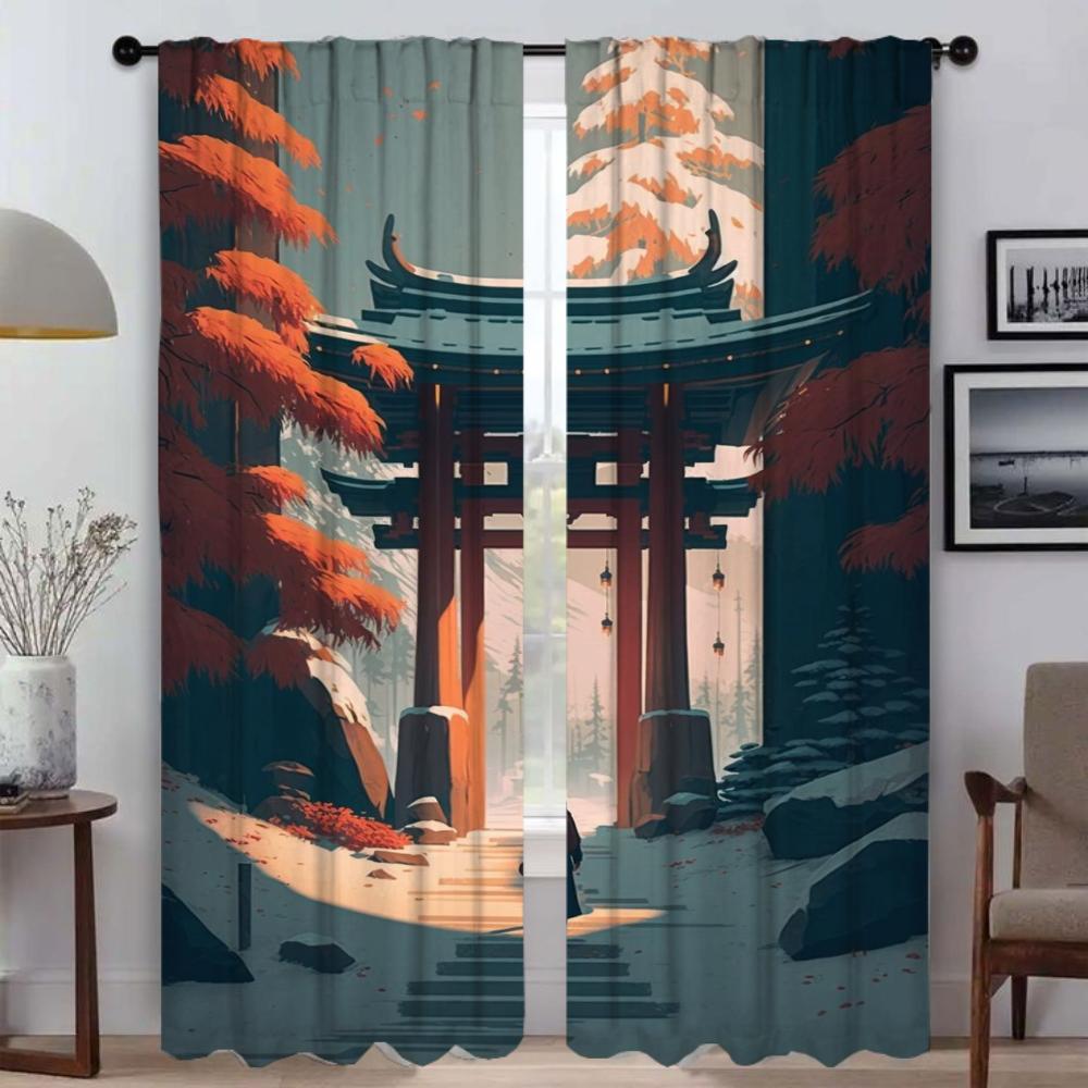 Mörkläggningsgardiner Kök Barnrum Gardiner i japansk stil för sovrum Fönstergardin Rullgardiner Halloweendekoration Skiljeväggspanel