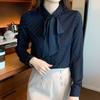 Navava Women Dot Ribbon Collar Long Sleeve Blouse Nb2927