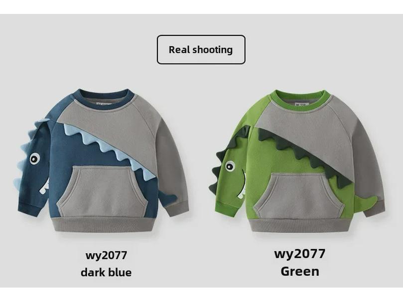 New Boys' Cartoon Pullover: Autumn/Winter Polar Fleece Color-Block Sweater