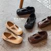 2026 Spring Children's Retro Korean T-Strap Leather Shoes