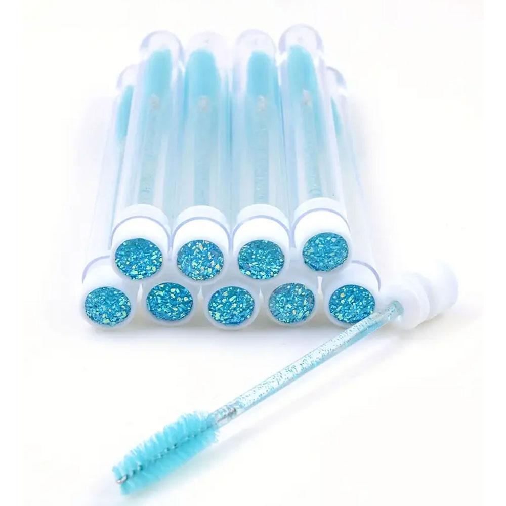 10pcs Eyelash Brush With Dust-proof Tube Container Reusable Crystal Disposable Lash Mascara Wand Makeup Applicator For Eyelash