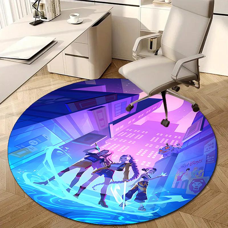 1pc KPop Demon Hunters28 Design Printed Area Round Carpet for Bedroom Living Room Home Decor Rugs Mat Non Slip Mat Rug for Bedside