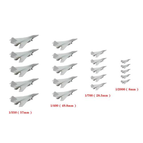 5-Piece F-52 Science Fiction Stealth Fighter Fighter Model with Landing Gear and Opening Wings, 1/2000, 1/700, and 1/350 Scale Airplane Model (1/700 (