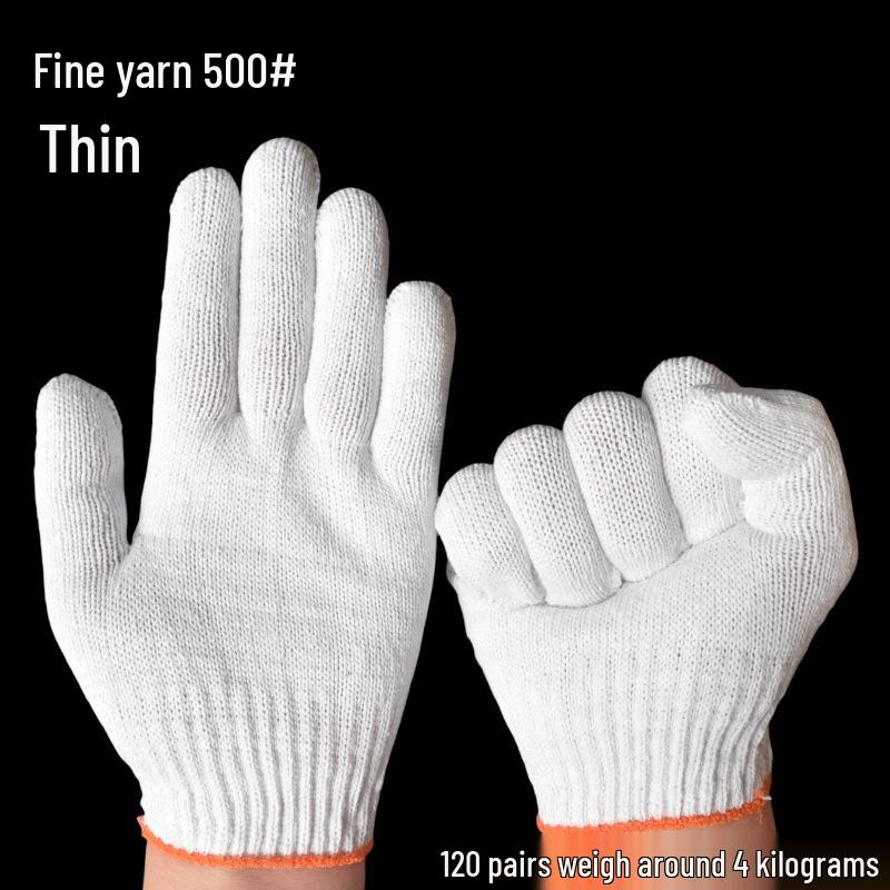 12 пар износостойких промышленных защитных перчаток из хлопчатобумажной пряжи, цвет off-white