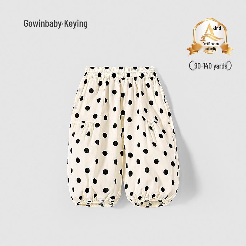 Kay Baby Girl Polka Dot Cotton Culottes - Summer 2025 Mosquito-Proof, Lightweight Thin Pants for Girls