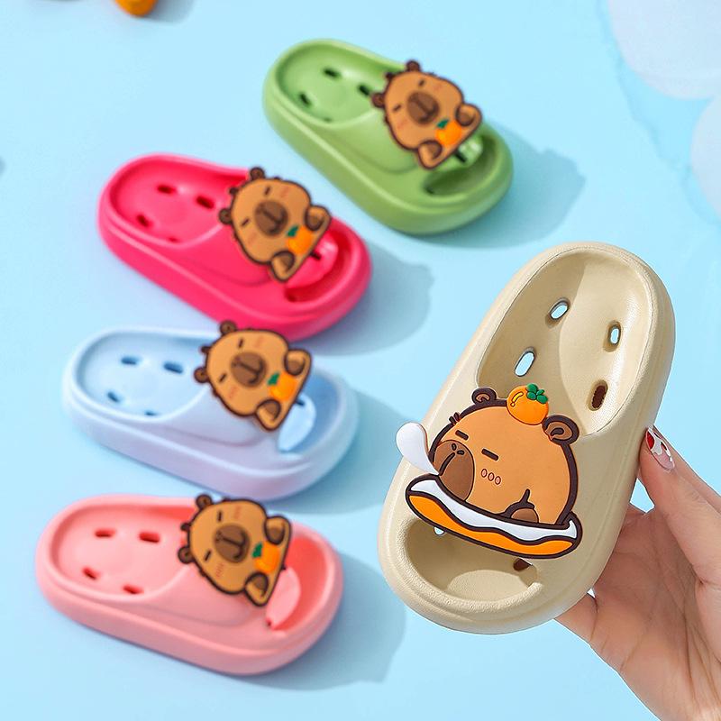 Kapibara Summer Children's Water-Draining Sandals Boys and Girls Non-Slip Bathroom Shower Parent-Child Kids Beach Sandals