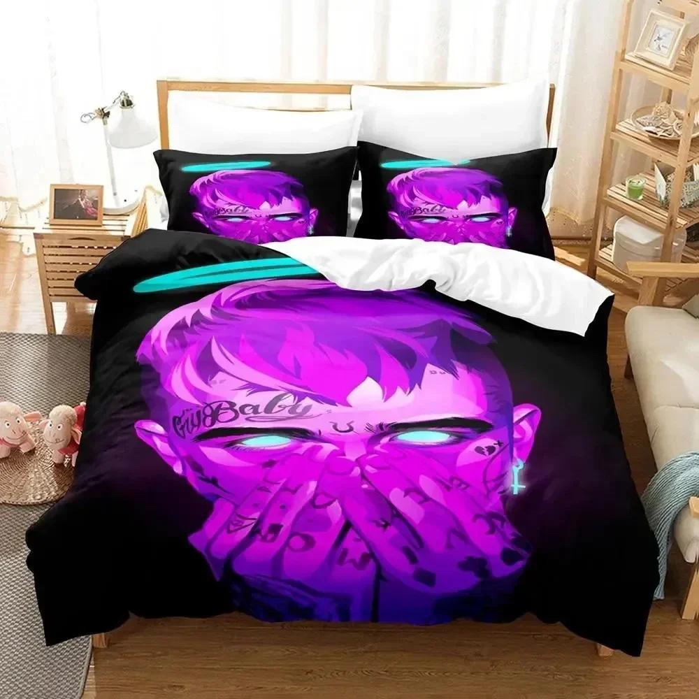 Luxuriöses Neues 3D-Druck Rapper Lil Peep Bettwäscheset Bettbezug Bettset Steppdecke Kissenbezug Queen-Size Jungen Erwachsene Bettwäscheset