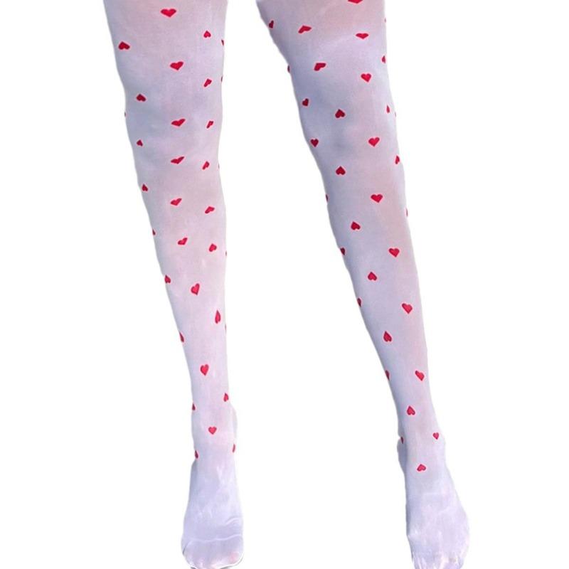 Women Sexy Heart Pattern Over Knee Long Sheer Mesh Stockings Christmas Jk Stockings