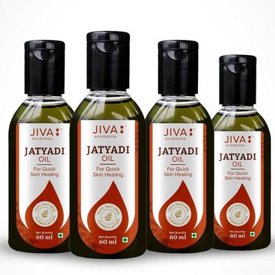 Aceite Herbal para la Piel Jiva Jatyadi Para Uso Externo Cuidado Diario Suave Para Piel Seca Sensible Pack de 4 de 60 ml