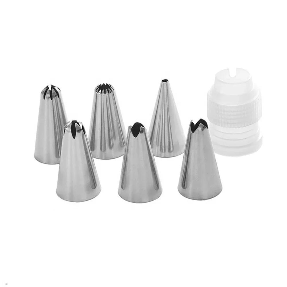 7 Pcs Ruffle Piping Tips Set Stainless Steel Icing Nozzles for Cupcakes Cookies Pastry Cakes DIY Decorating Supplies Baking
