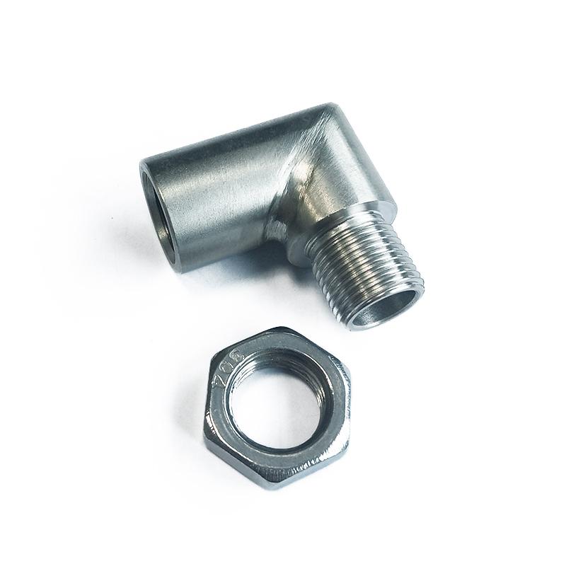 

Universal Car Modification Exhaust Pipe Oxygen Sensor Adapter Interface 90 Degree Extension Connector With Nut серебряный