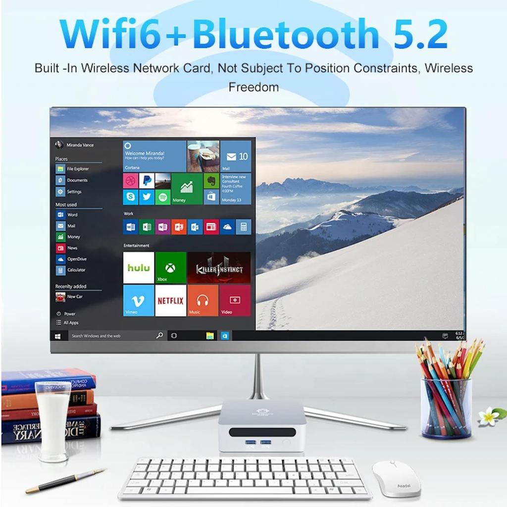 GenMachine Mini PC AMD Ryzen 7 4700U Mini Computer with Up To 16GB 512GB SSD Gaming PC for and Design 4.1GHz 8c/8t, DDR4, & M.2 NVME, Wi-Fi 6/BT 5.2,