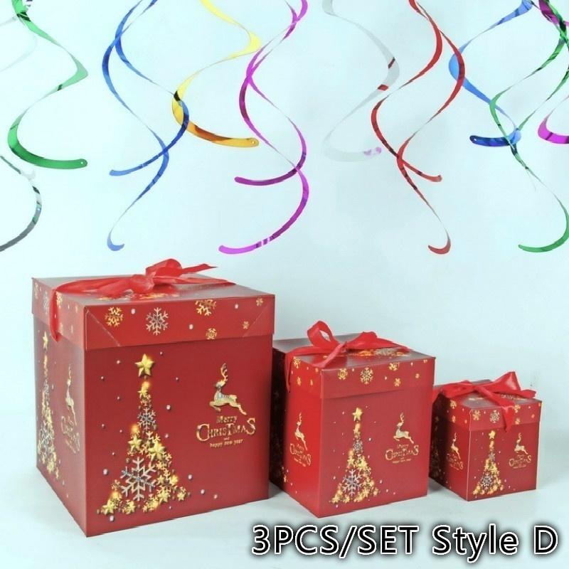 3PCS/SET Christmas Decoration Gift Box Christmas Decoration Articles Paper Gift Box Christmas Tree Gift Box