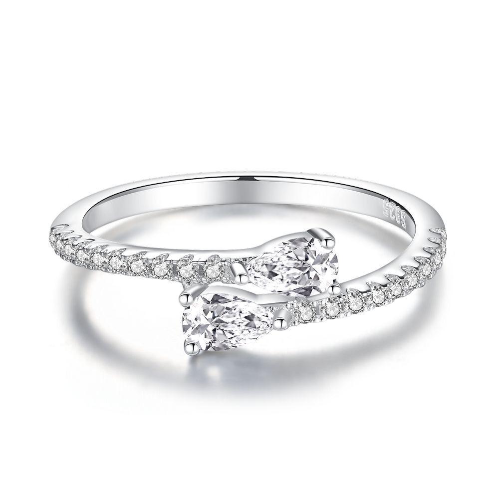 

Moissanite Teardrop Band Women s Pave Crown Pinky Stackable Ring S925 Silver. Size 8