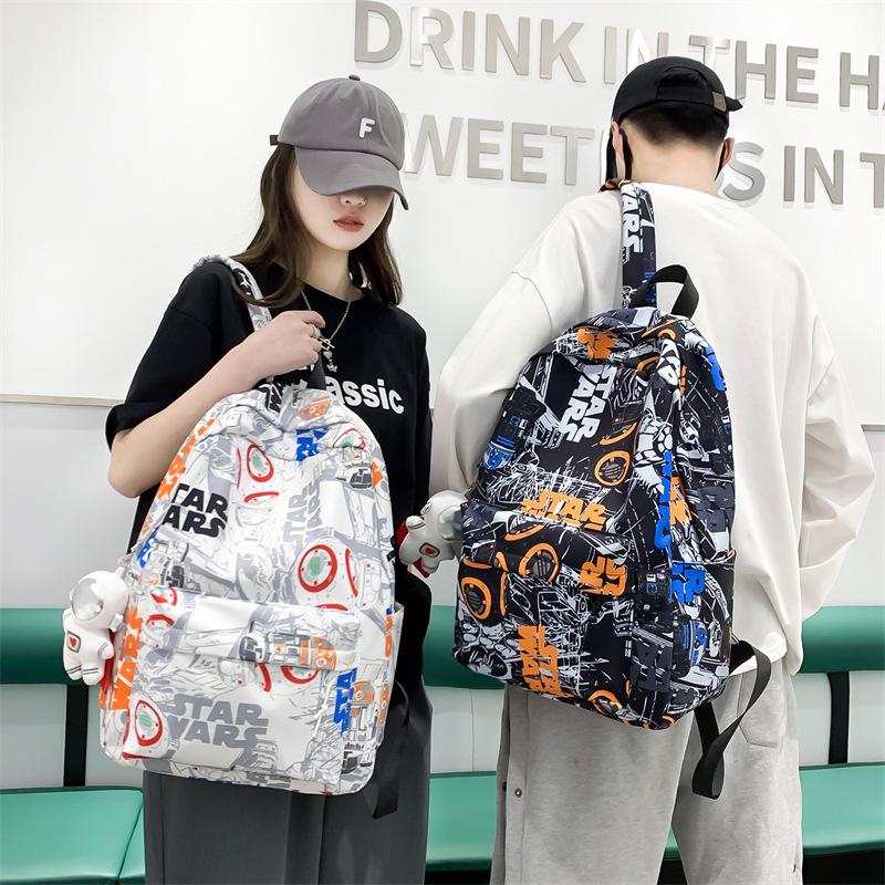 Schoolbag Backpack Men's and Women's Trend ins Personality Graffiti Large Capacity Casual Backpack Korean Edition Junior High School High School Bag