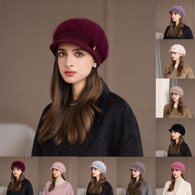Peluş Yalıtımlı ve Soğuğa Dayanıklı İplikten Kadın Örgü Şapka Kova Şapka