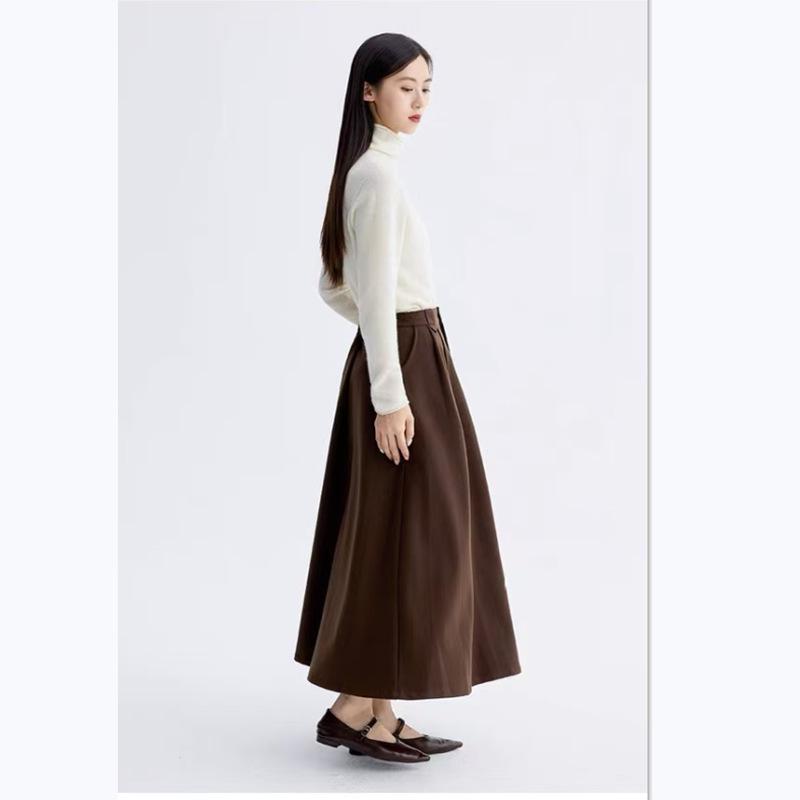 Woolen High-Waisted A-line Winter Midi Skirt