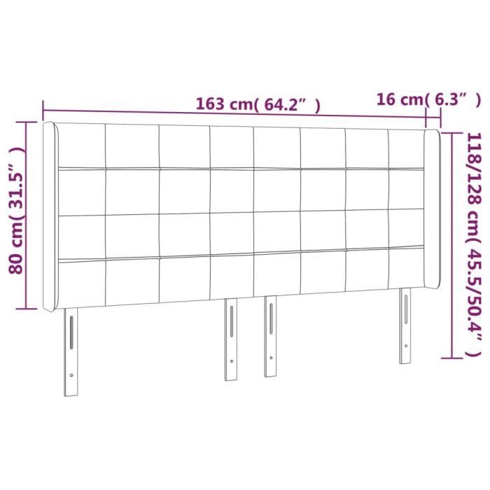 VidaXL Headboard with Ears Light Grey 163x16x118-128 Cm Fabric3119586