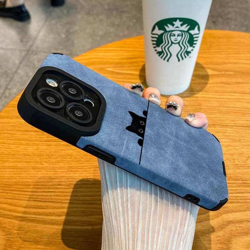 

Peeping Cute Little Black Cat Pattern Phone Case For iPhone Air 17 16 15 14 Plus 13 Mini 12 11 Pro Max XS XR X 16E Leather Cover iPhone X