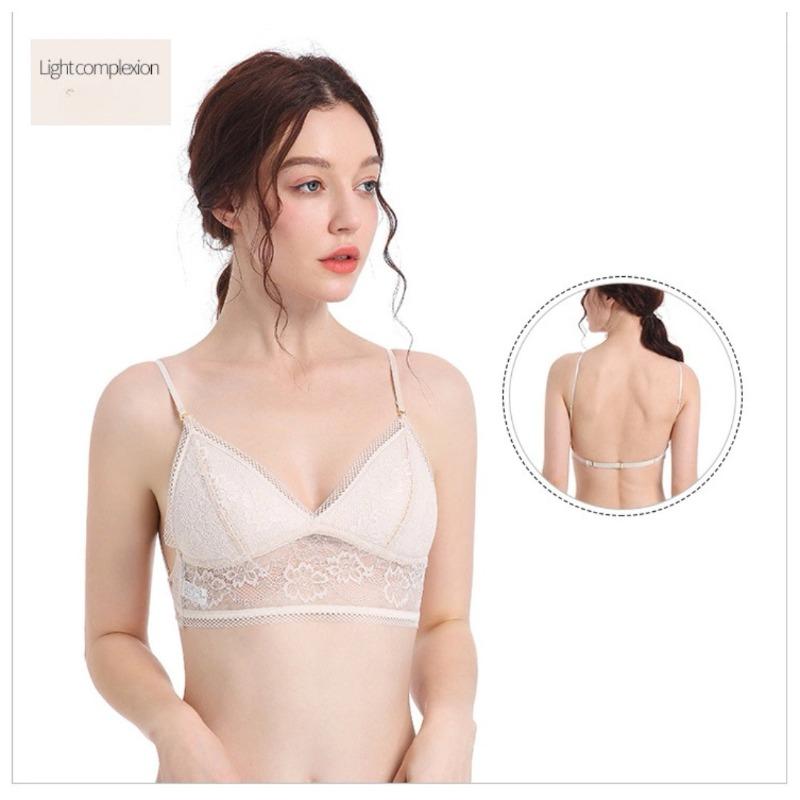 U-shaped Back Underwear Lace Hollow Triangular Cup Underwear Deep V Gathering Bra Sexy Sweet Thin Breathable Women's Bra